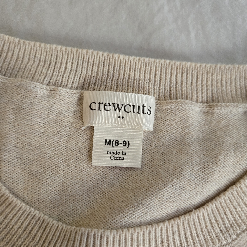 Crewcuts Girls Oatmeal Cotton Sweater  Silver Sequin Bow Design 8 - Picture 4 of 7